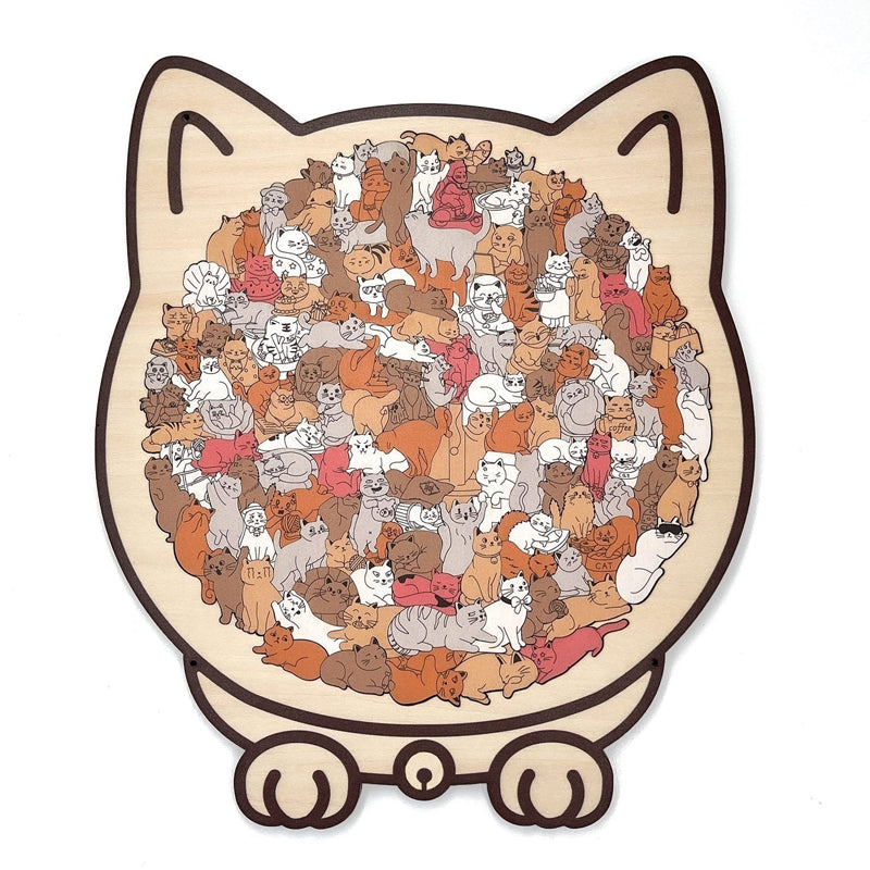 135-piece Morandi-colored Cat-shaped Puzzle with Cat Silhouette Frame Macaron Color Cat Wooden Jigsaw Puzzle
