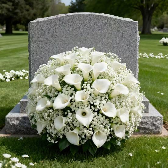Artificial Flowers Real Touch Fake Calla Lily Baby's Breath Flower Stem Lifelike Faux Floral Arrangement for DIY Bridal Wedding Bouquet Home Church