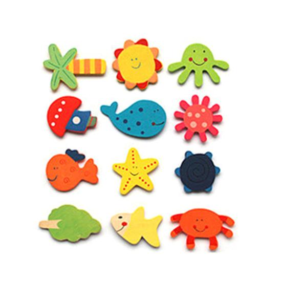 

12Pcs/Set Animals Wooden Magnetic Fridge Stickers Refrigerator Home Decoration 12pcs