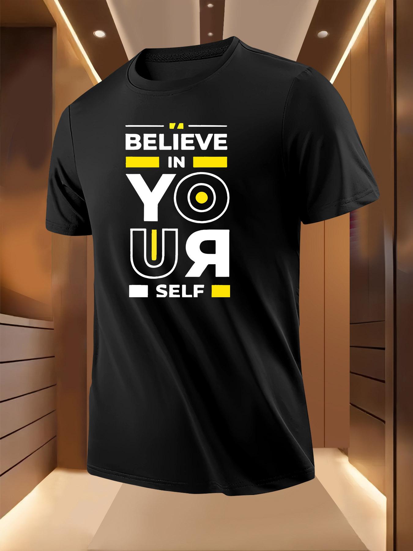 Believe in Yourself  Graphic Tshirt - Bold Yellow Black ... S