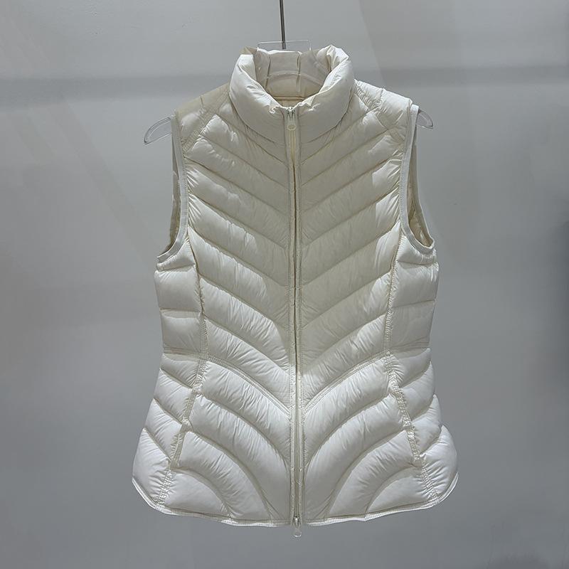 New White Duck Down Down Vest Women's Stand-up Collar Slim and Thin Small Waist Ribs Vest Jacket