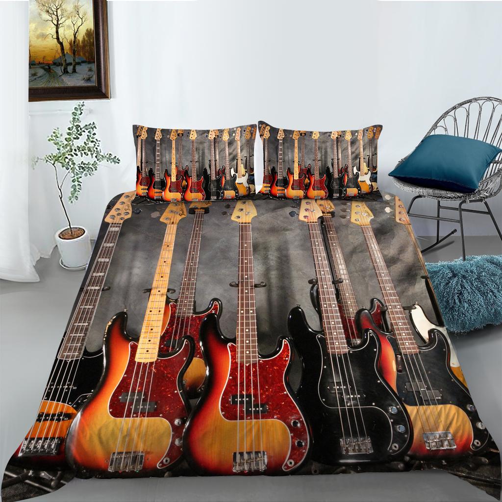 3D Music Bedding Set Single Double Bed Down Duvet Cover Pillowcase 2/3pc Guitar Cover Children's Adult Gift Home Textile