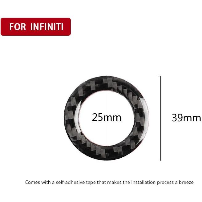 Carbon Fiber Interior Engine Start Stop Push Button Cover Trim for Infiniti Q50 Q60 2014- Carbon Fiber Interior