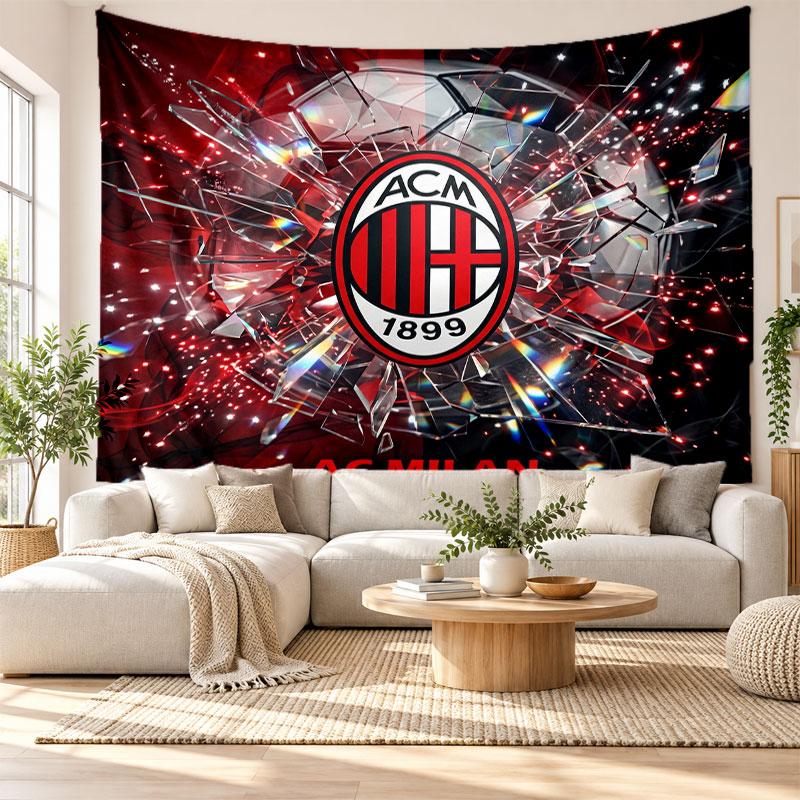 Tapeçaria de Parede AC Milan, Pendente de Parede em Tecido Macio, Fundo Decorativo Para Quarto Arte de Parede para Casa