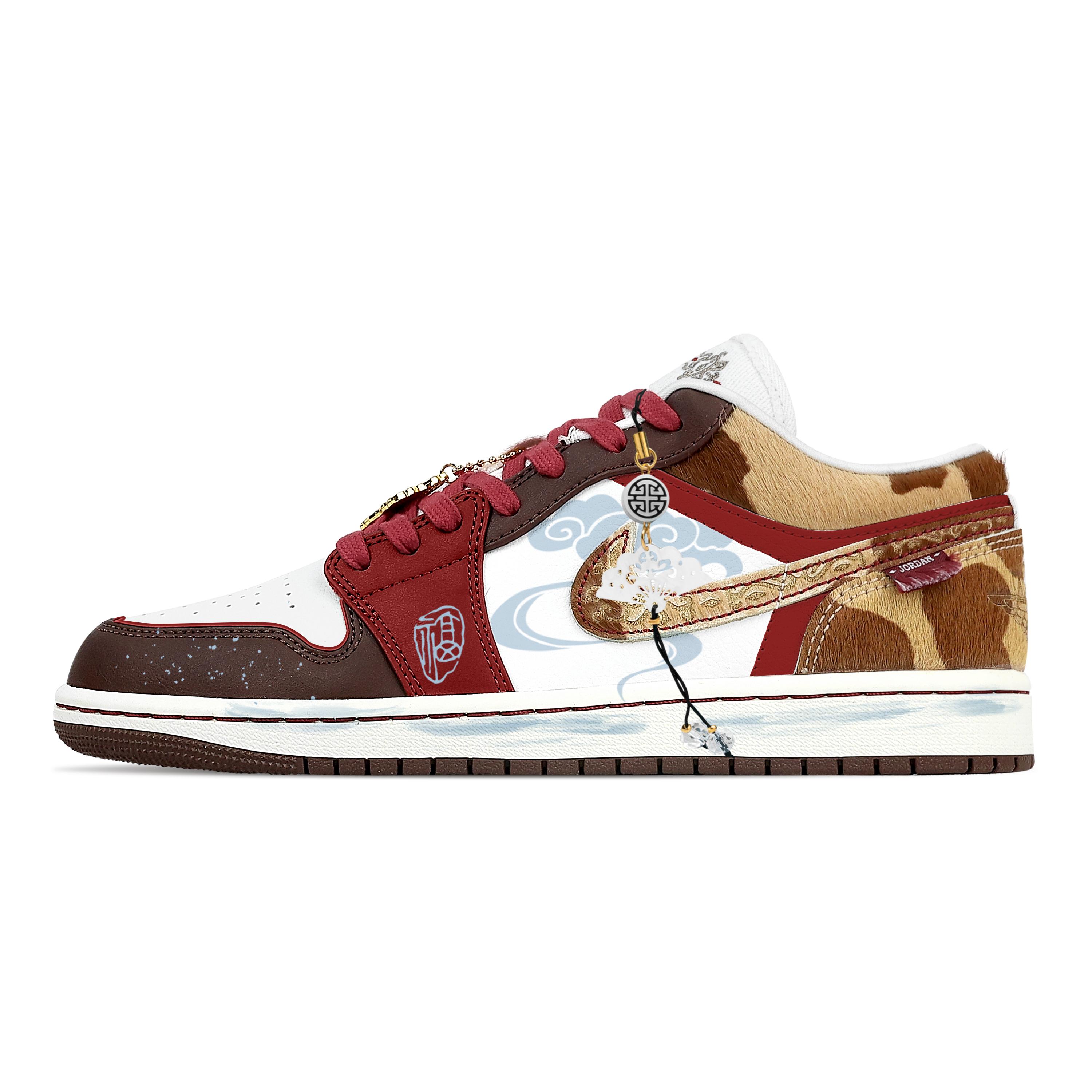 

Jordan Air Jordan 1 Cyan Cloud Prosperity Low top Vintage Basketball Shoes Men s Brown Red IQ5321-121(Team773-) 42.5