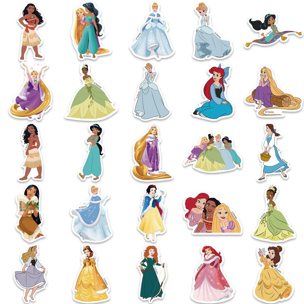 52 Authentic Disney Princess Graffiti Stickers for Decorating Phones and Luggage - Waterproof