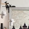 1/3Pcs Halloween Door Frame Decoration Wooden Black Broom Witch Skeleton Pumpkin Silhouette Door Corner Sign Front Door Edge Topper Sitter Ornament