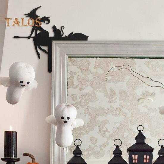 1/3Pcs Halloween Door Frame Decoration Wooden Black Broom Witch Skeleton Pumpkin Silhouette Door Corner Sign Front Door Edge Topper Sitter Ornament