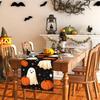 1pc Black Halloween Table Runner with Ghost Pumpkin Pattern Dustproof Durable Tablecloth for Halloween Kitchen Dining Decoration