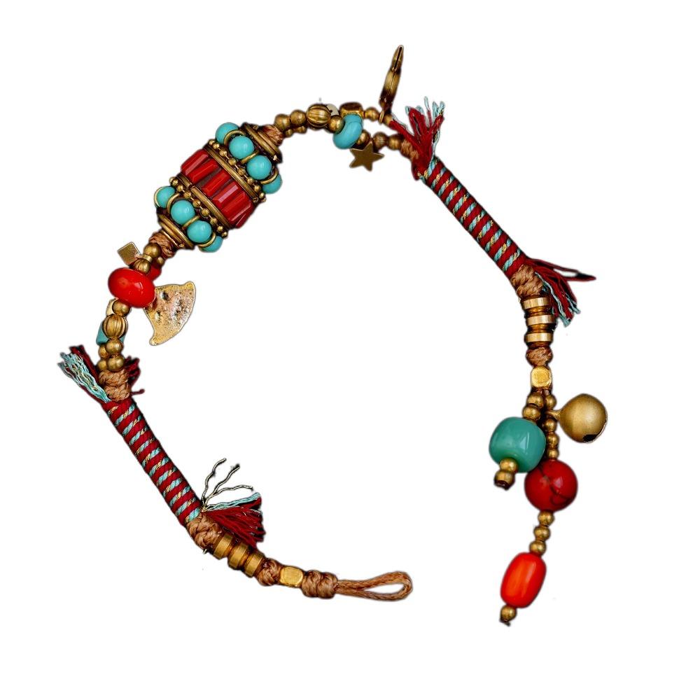 Copper Woven Hand Rope Adjustable Beads Braided Bracelet Ancient Style Ethnic Style Bracelet  Girls