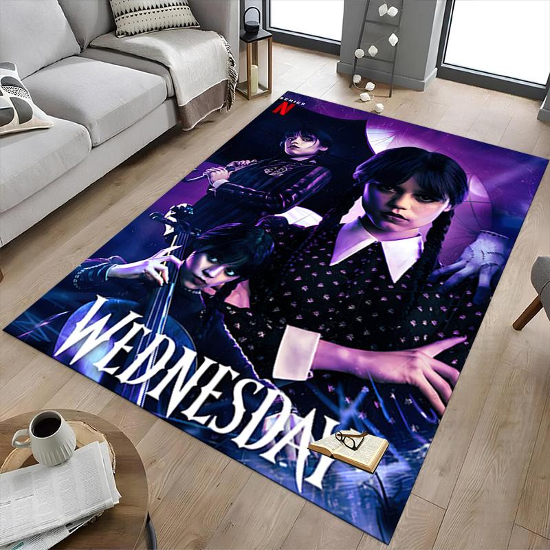 1pc Wednesday Addams Mystery Carpet for Playroom Bedroom Living Room Sofa Home Decor,kids Game Area Rug Non-slip Floor Mat Y82677