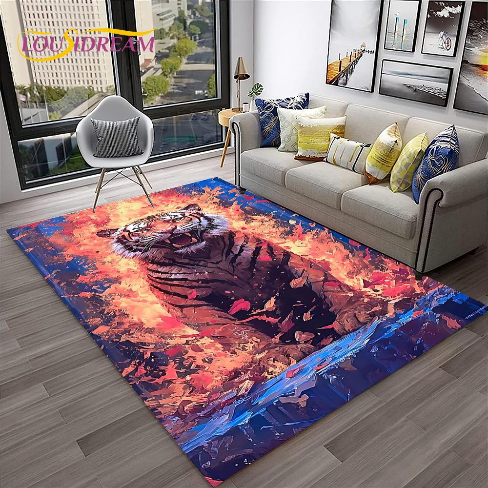 3D Cartoon Droom Tijger Dier Beest Tapijt Vloerkleed voor Huis Woonkamer Slaapkamer Bank Deurmat Decoratie, Kinder Vloerkleed Antislip Vloermat