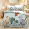 Pet Cat Duvet Cover for Kids Boys Girls, Cute Little Cat Cartoon Comforter Cover Set Queen Size Lively Kids Rainbows Duvet Cover