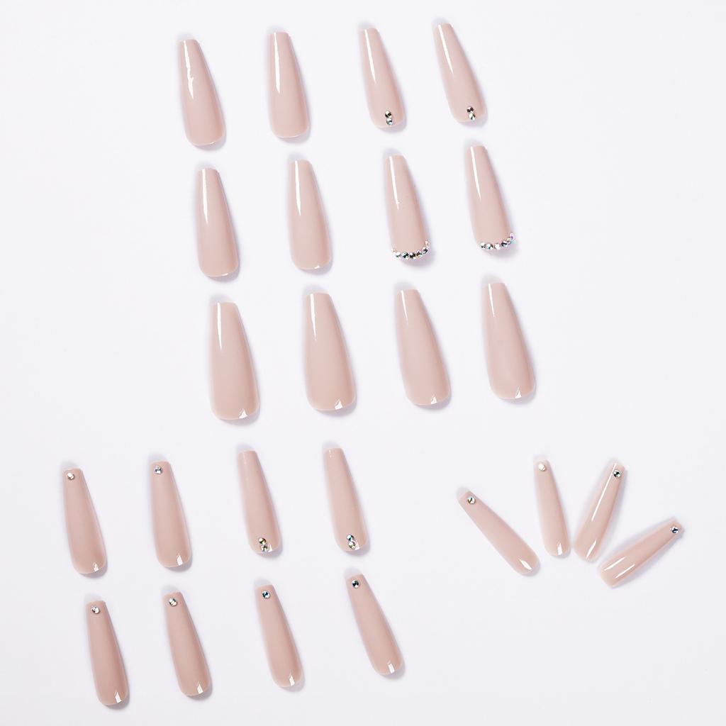 Evaporated milk brown full diamond long ballet wearing nail finished fake nail manicure patch nail patch waterproof and removable