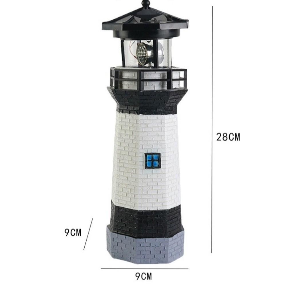 Solar Powered LED Lighthouse Lamp Rotating Beam Lantern Lighthouse  Courtyard Decoration