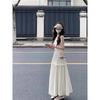 Seaside holiday style white sleeveless neck dress women's summer casual waist and thin temperament dress