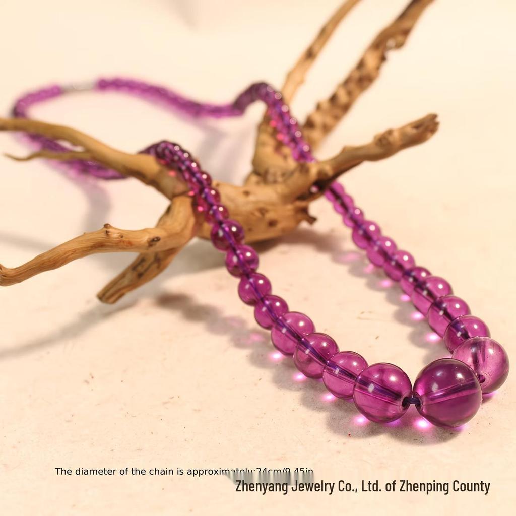 Versatile Faux Amethyst Purple Glass Bead Necklace - Elegant Gift for Mom
