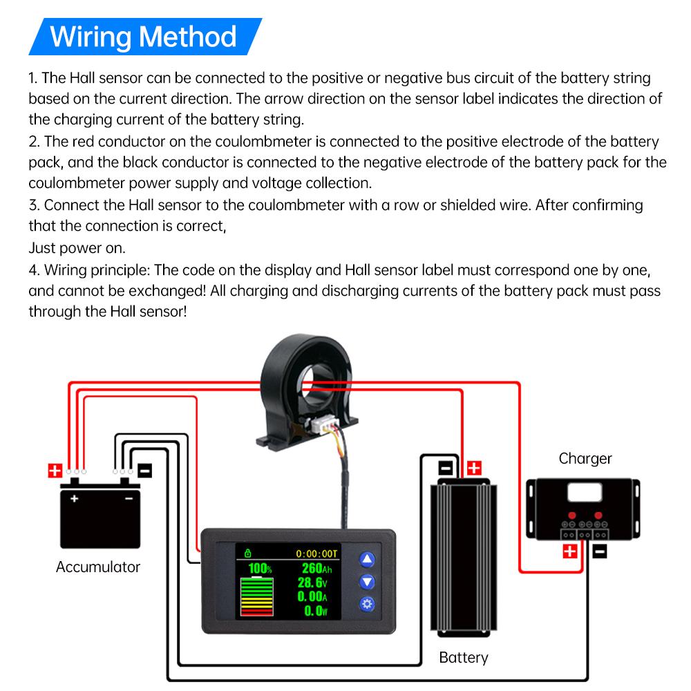 DC 11-111V 11A 111A 111A 111A 111A Battery Tester Coulomb Meter Battery Capacity Indicator Ammeter Voltmeter Battery Tester