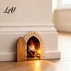 Wooden Gnome House Accessories Opening Fairy Door with Hidden Scene Miniature Wall Decor Decorative Frame Accents 2D Flat Reading Scene Hinged