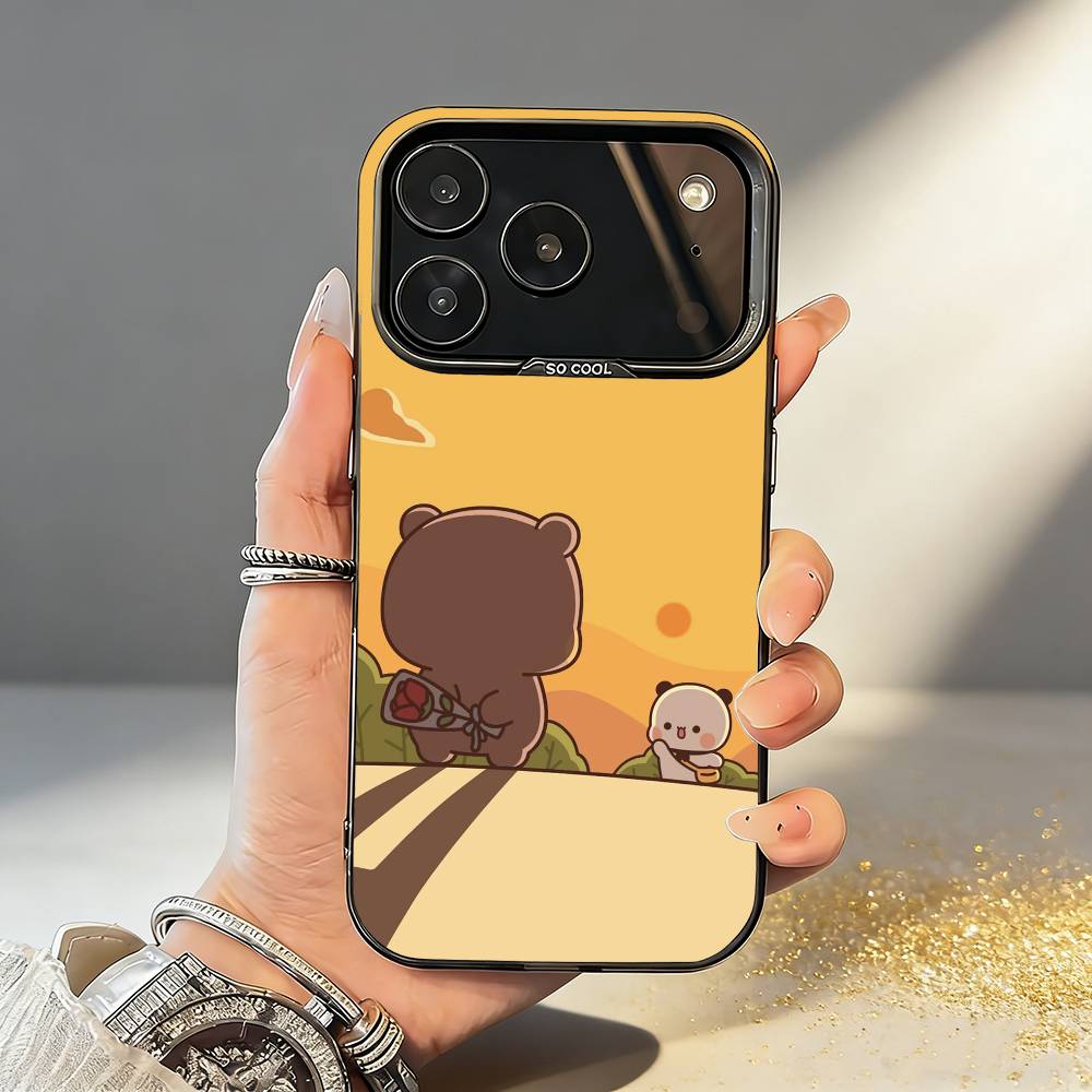 

Cute B-BuBu D-DuDu Phone Case For iPhone17,16,15,14,13,12,11,Pro,MAX Gray Matte Silicone Black Cover iPhone12PROMAX