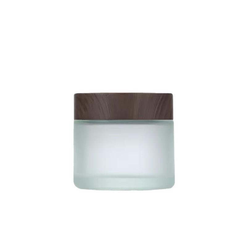 Tarro de Crema Cremosa Esmerilado con Veta de Madera - Botella Cosmética Sellada para Contorno de Ojos y Crema Facial Oscura Recargable