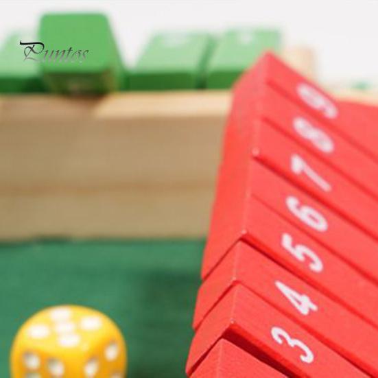 Tabellone del Gioco Shut The Box con 2/4 Dadi a Quattro Lati per Bambini Adulti Famiglia Educativo in Legno Matematica Numeri Strategia Giocattolo Chiudibile Accessori Notturni 4 Giocatori