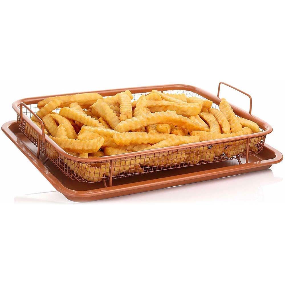 Stainless Steel Colander Fries Food Detachable Oven Mesh Baking Tray Oil Strainer Frying Basket