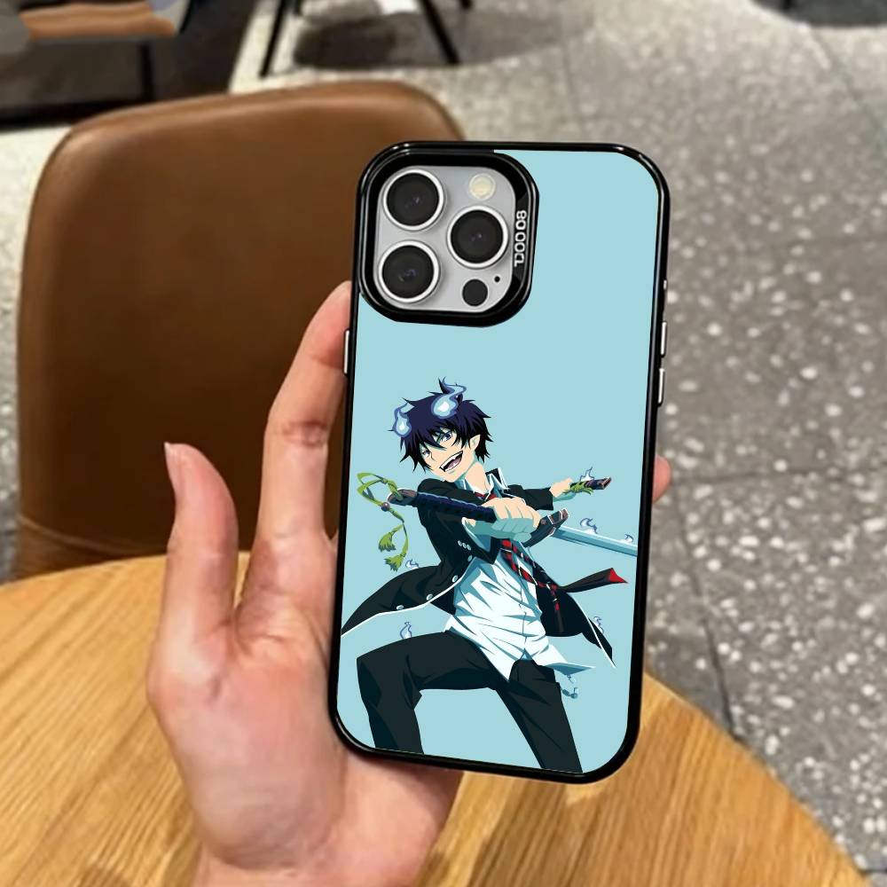 

Blue Flame Blue Exorcist Phone Case For iPhone17,16,15,14,13,12,11 Plus,Pro Max Colored Silver Plated Inside Cover iPhone16se4