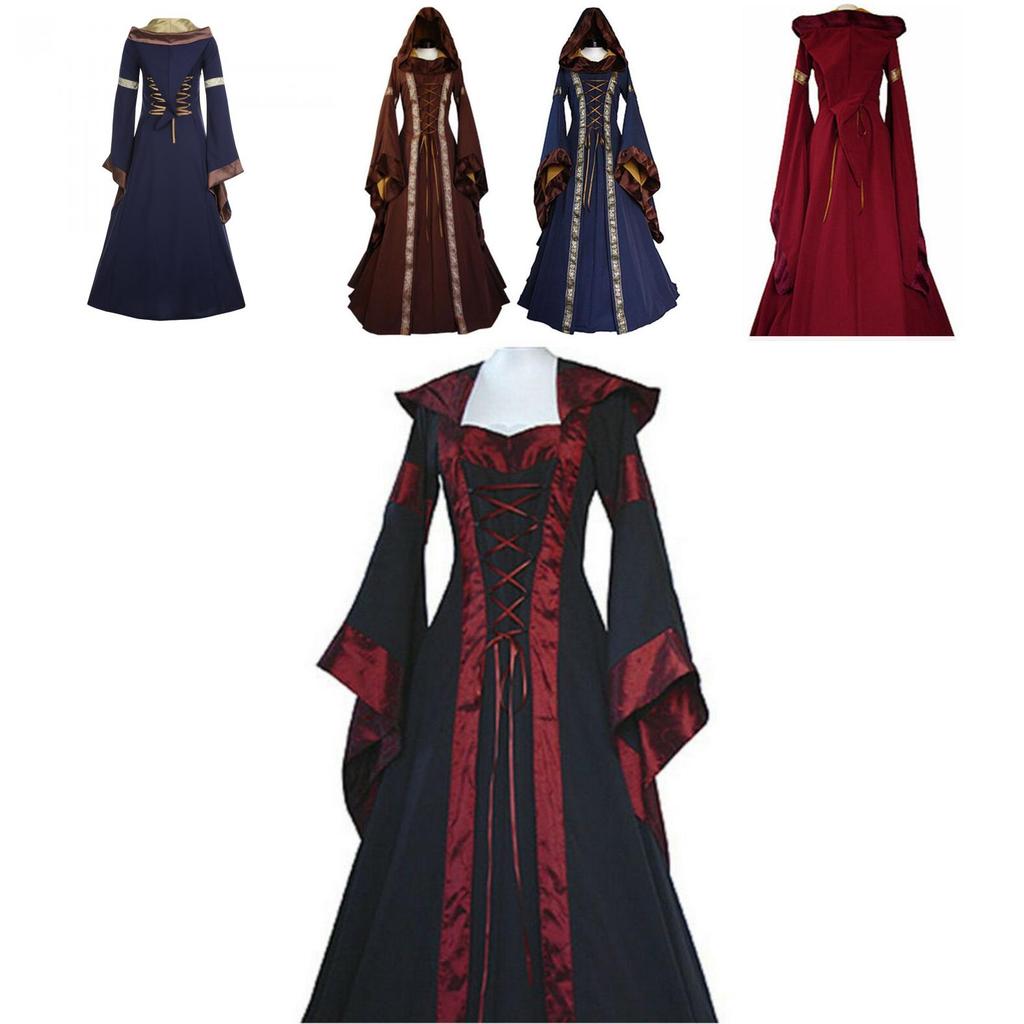 Elegant Vintage Masquerade Party Dress Women's Gothic Medieval Costume