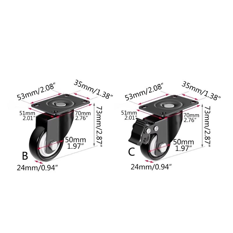 Universal Wheels Universal Wheels with Swivel Lock Strong Load Capacity Polyurethane Wheels Smooth Rolling for Furniture