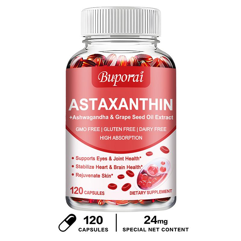 Buporai Astaxanthin Supplement Capsules - Eye, Joint, Heart, and Brain Health