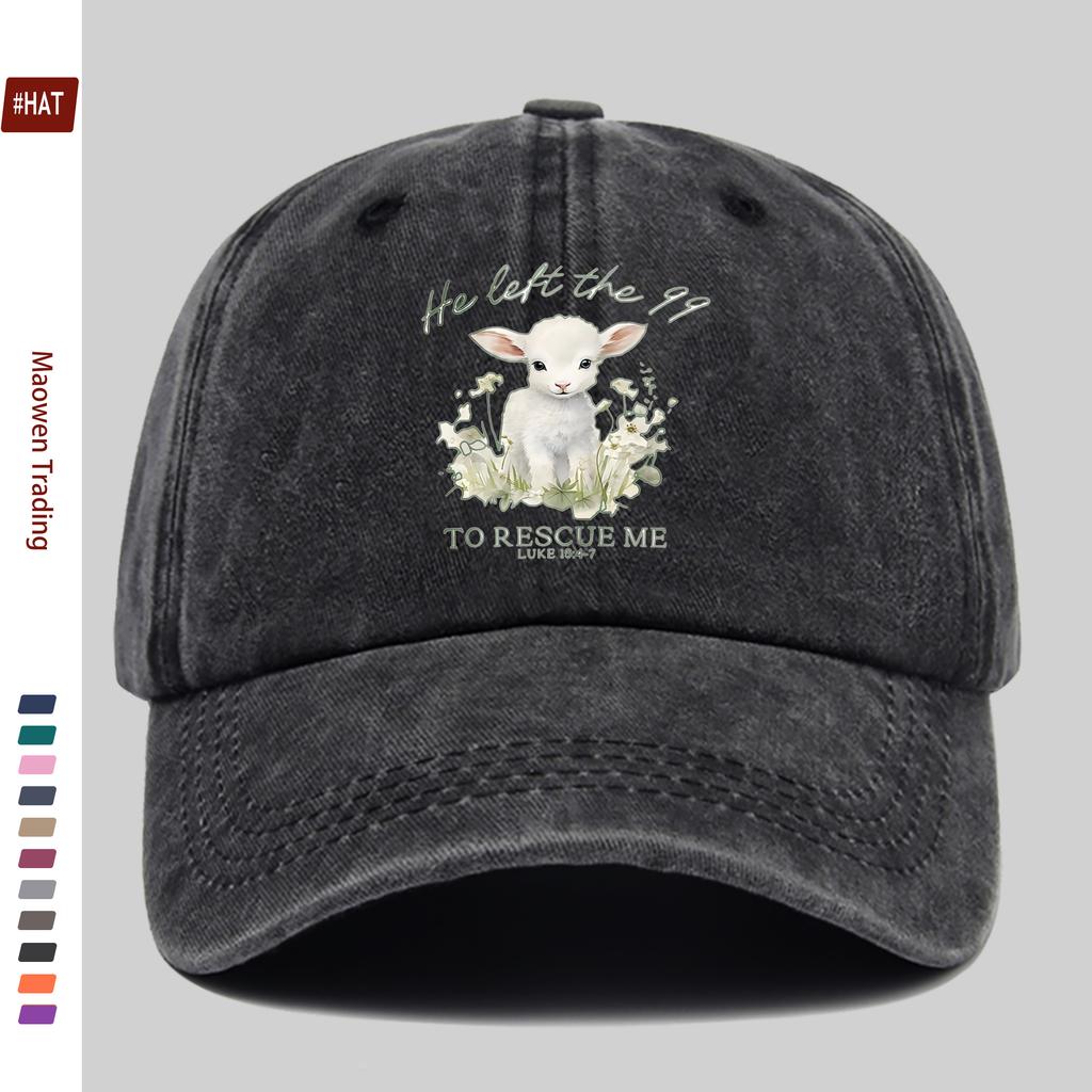 pc Lamb  Flower Print Baseball Cap Suitable for Dating Travel Outdoor Sports Beach Vacations  Adjustable Strap  Buckle Cl