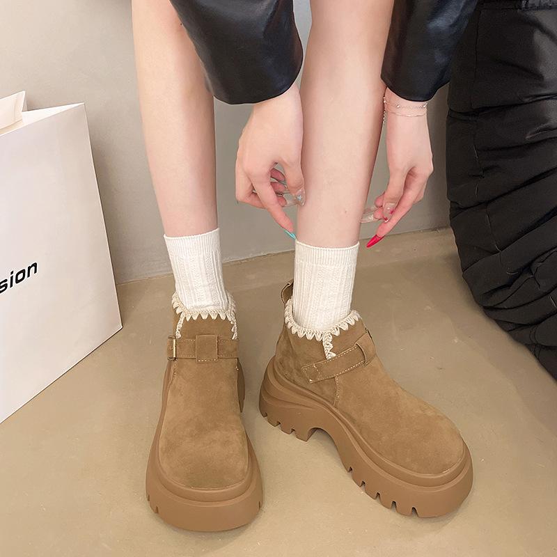 Retro thick-soled heightening boots women's 2025 autumn new versatile and thin short boots British wind locomotive Martin boots