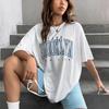 Camisetas con estampado de letras para mujer, camisetas informales de verano con cuello redondo, camisetas gráficas Harajuku para mujer, ropa de moda blanca de primavera, manga corta
