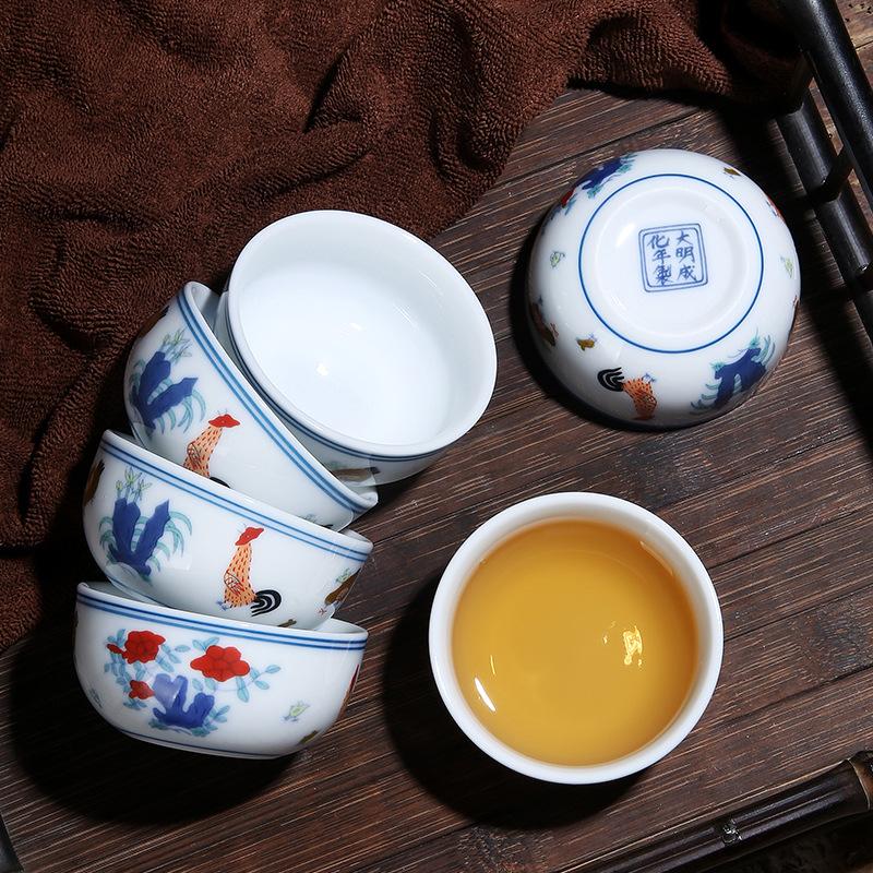 White porcelain tea set, single teacup, personal tea cup, suet jade size chicken pot cup, household tea tea set, personal teacup 130ML