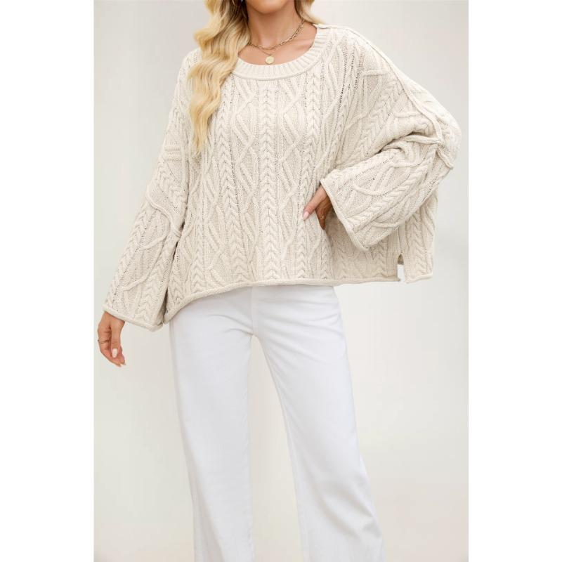 New autumn and winter women's clothing hot-selling round neck short twist loose solid color knitted sweater