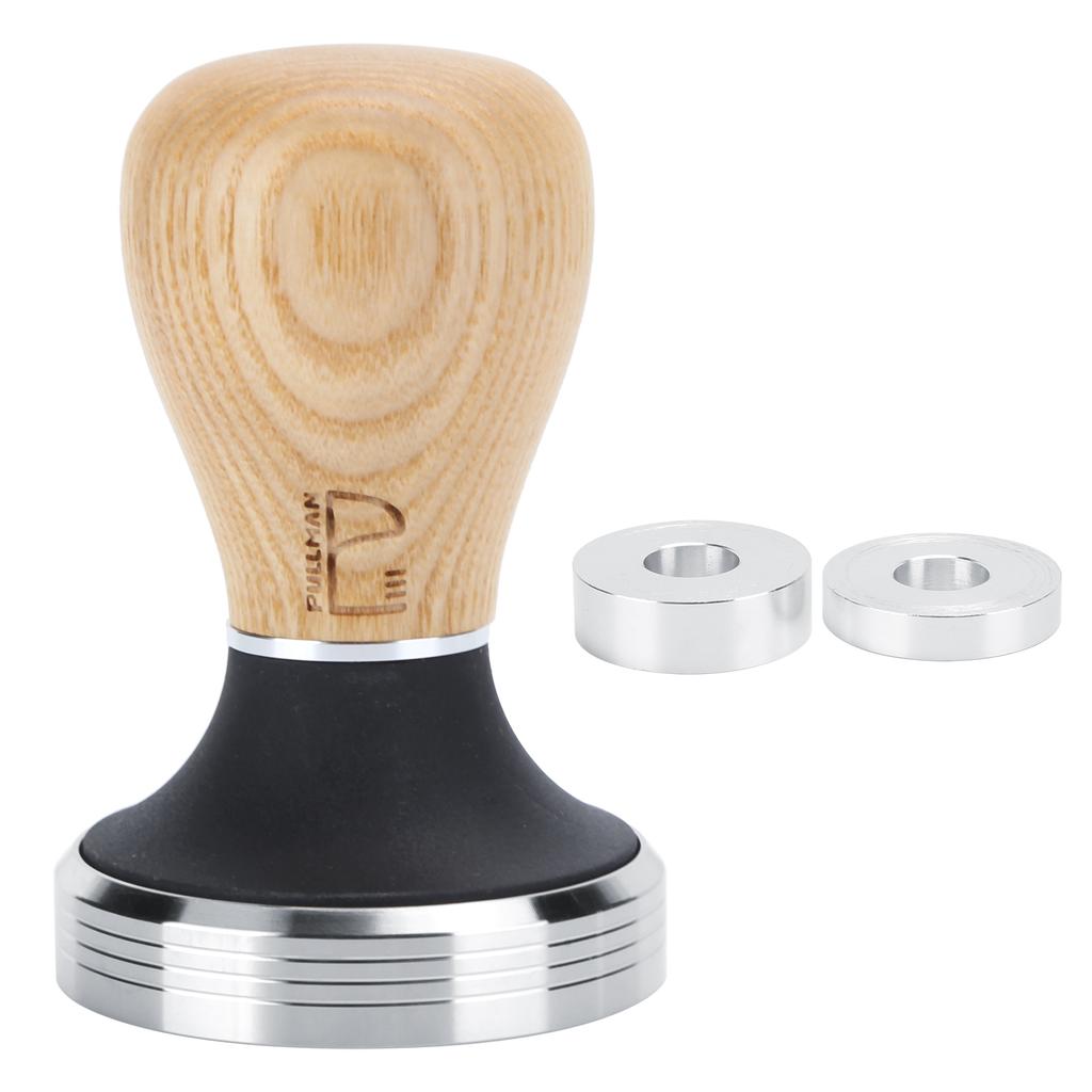 58mm Stainless Steel Flat Coffee Tamper Powder Pressed Hammer with Height Adjustable Wooden