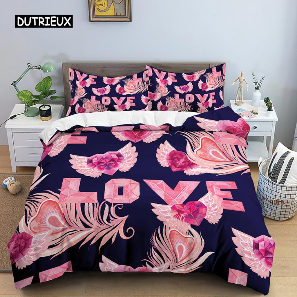 Red Lips Duvet Cover Set 3D Bedding Set Kiss Me Red Lips Bedclothes King Size Quilt Cover Sexy Lips for Women Men Bedroom Decor