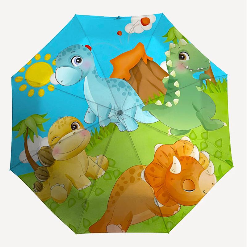1PC dinosaur landscape Umbrella-8-Rib Reinforced, Automatic Open, Lightweight & Durable, Cute Fashion Accessory for Outdoor, Beach or Casual Use, Beac