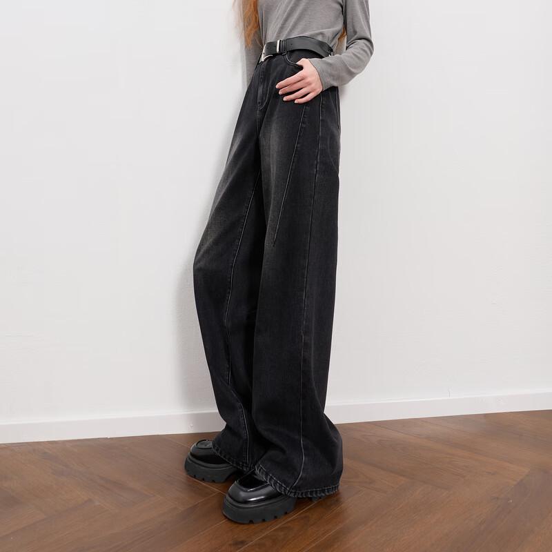 

Sancai Women s Winter Fleece-Lined Wide-Leg Jeans