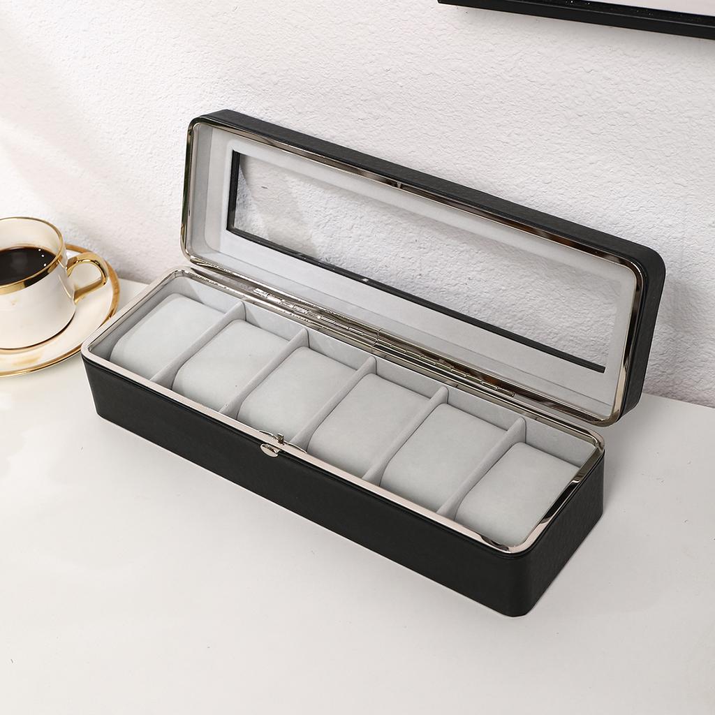 Portable Leather Watch Box High Quality Watch Organizer Jewelry Storage Box Zipper Easy Carry Men 6 Slots Watch Boxes