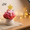 Crocheted Christmas Potted Ornaments Hand Crochet Tree, Creative Knitted Plant, Mini Unique Gifts for Coworkers Cute Home Desktop Decorations, Friends