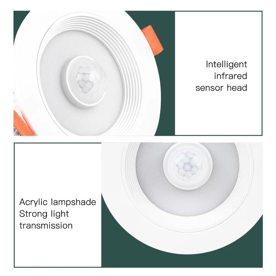 Faretto LED con sensore di movimento, faretto da incasso, lampade da 5 W, 10 W, 15 W, 20 W, per casa intelligente, per corridoio d'ingresso, corridoio, scale, deposito