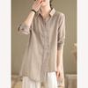 Camicia Lunga in Cotone e Lino Taglia Larga Donna Primavera Autunno Cardigan Moda Larga Casual Protezione Solare Camicia Donna