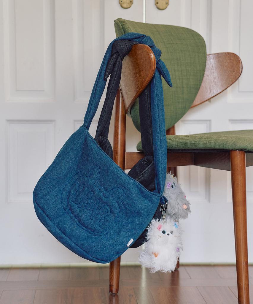Lmr Stitch Point Denim Padded Crossbody Bag Blue