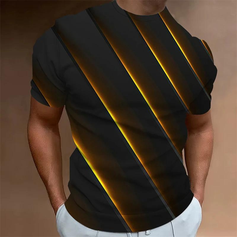 Camiseta Masculina de Verão com Estampa 3D Gola Redonda Moda Versátil Respirável Tendência Casual