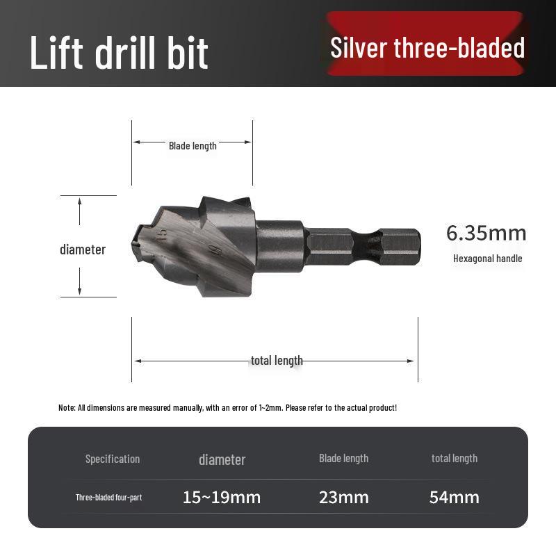 Three-Flute Hex Shank Reaming Bit for Water Pipe Repair with Phosphating Black Coating