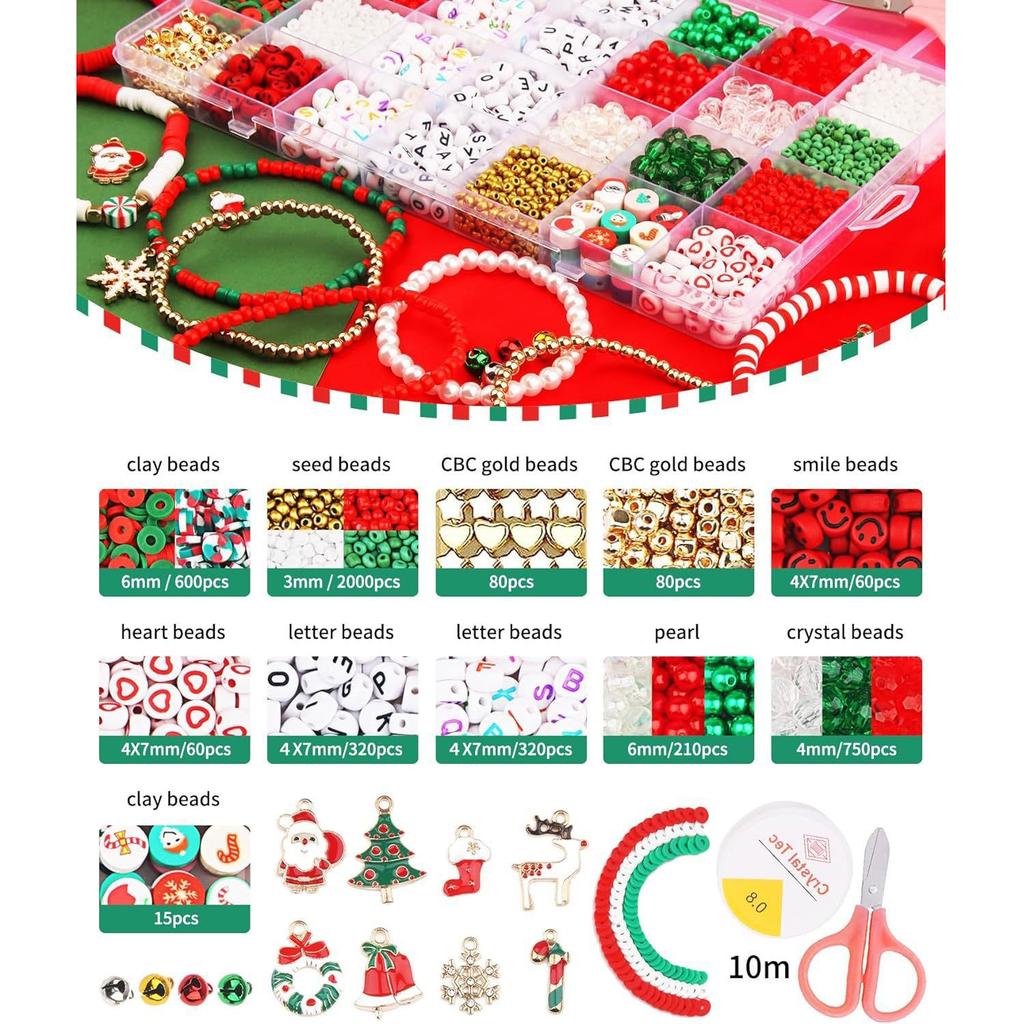 Christmas Bracelet Beaded Set Jewelry Making Soft Pottery Friendship Letter Bead Set Diy Jewelry Accessories