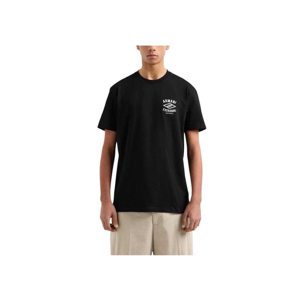 Armani Exchange SS25 Logo Print Crew Neck Short Sleeve T-Shirt Men Tops Black XM000550-AF10362-UC001