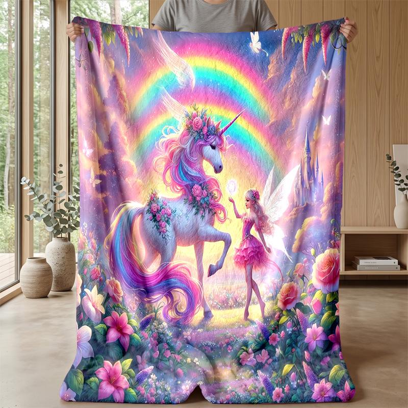 Magical Princess in Sparkling Dress Theme blanket Lightweight Warm Flannel Blanket Decorative Throw Blanket for Home Decoration